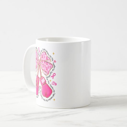 Nk Ribbon Bow Boxing Gloves Breast Cancer Awarenes Koffiemok (Voorkant links)