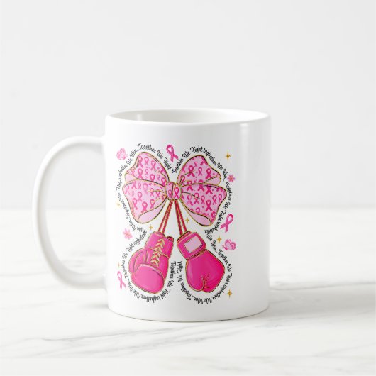 Nk Ribbon Bow Boxing Gloves Breast Cancer Awarenes Koffiemok (Links)