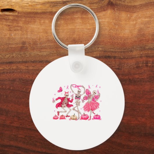 Nk Ribbon Breast Cancer Awareness Skeleton Women M Sleutelhanger (Voorkant)