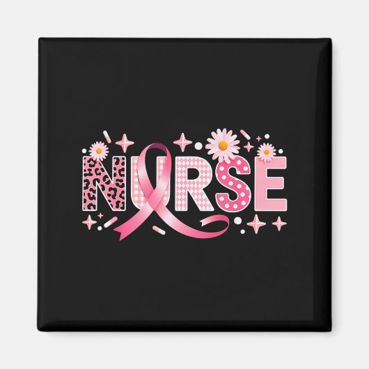 Nk Ribbon Stethoscope Nurse Life Breast Cancer Awa Magneet (Voorkant)