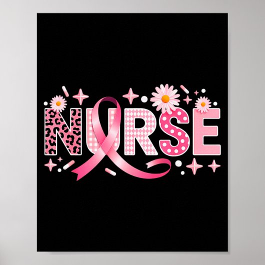 Nk Ribbon Stethoscope Nurse Life Breast Cancer Awa Poster (Voorkant)