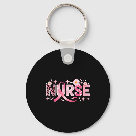 Nk Ribbon Stethoscope Nurse Life Breast Cancer Awa Sleutelhanger (Voorkant)