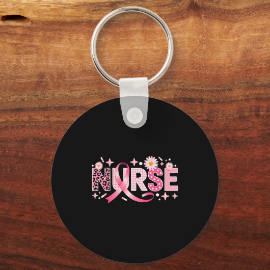 Nk Ribbon Stethoscope Nurse Life Breast Cancer Awa Sleutelhanger (Voorkant)