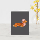 Nk Santa Red Long Haired Dachshund Christmas  Kaart (Gele Bloem)