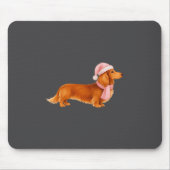 Nk Santa Red Long Haired Dachshund Christmas  Muismat (Voorkant)