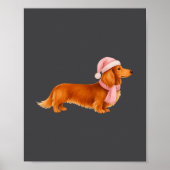 Nk Santa Red Long Haired Dachshund Christmas  Poster (Voorkant)