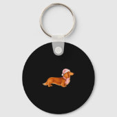 Nk Santa Red Long Haired Dachshund Christmas Sleutelhanger (Voorkant)