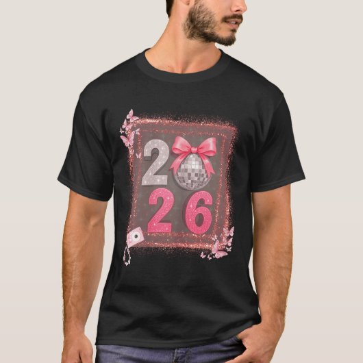 Nk Sparkle Disco Bow 2026 Coquette Happy New Year T-shirt (Voorkant)