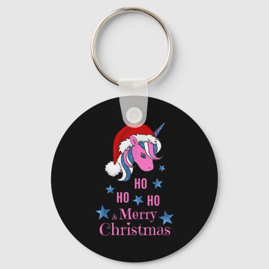 Nk Unicorn Santa Merry Christmas  Sleutelhanger (Voorkant)
