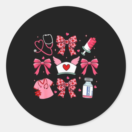 Nk Valentine Nurse Coquette Bow Cuds Favorite  Ronde Sticker (Voorkant)