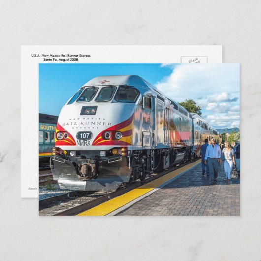 NM Rail Runner Xpress op Santa Fe Briefkaart (Voorkant / Achterkant)