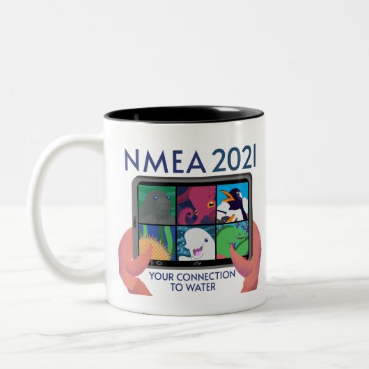 NMEA 2021 Logo - Transparante vaste activa Tweekleurige Koffiemok (Links)