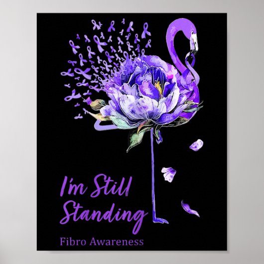NN Flamingo Paarse Lint Fibro Fibromyalgie Poster (Voorkant)