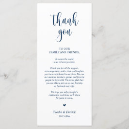 Nner Place Setting Hartelijk dank, Navy Blue Card Programmakaart
