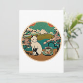 No 01, Happy Hawaiian Lucky Cat Drink koffie Bedankkaart (Staand voorkant)