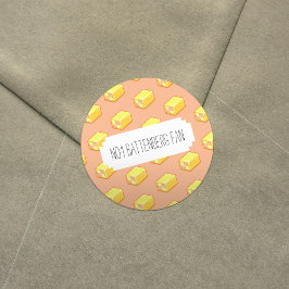 No.1 Battenberg Fan Roze & Gele Taart Ronde Sticker