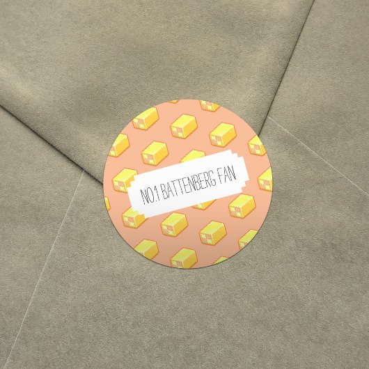 No.1 Battenberg Fan Roze & Gele Taart Ronde Sticker