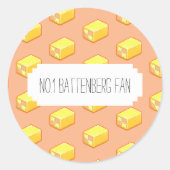No.1 Battenberg Fan Roze & Gele Taart Ronde Sticker (Voorkant)