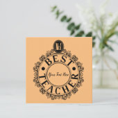 No.1 Best Teacher Black Line Design Typography Kaart (Staand voorkant)