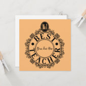 No.1 Best Teacher Black Line Design Typography Kaart (Voorkant / Achterkant in situ)