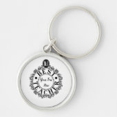 No.1 Best Teacher Black Line Design Typography Sleutelhanger (Voorkant)