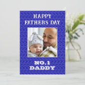 No 1 papa naam en foto vaders dag blauw feestdagenkaart (Staand voorkant)