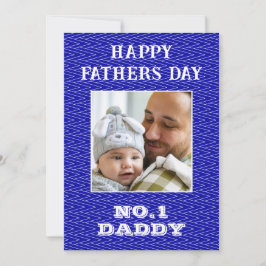 No 1 papa naam en foto vaders dag blauw feestdagenkaart