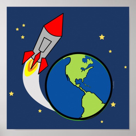 no.1 space ROCKET boy's bedroom sign Poster (Voorkant)