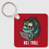 No.1 Troll Internet Troll op Laptop Cartoon Sleutelhanger (Voorkant)