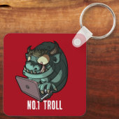 No.1 Troll Internet Troll op Laptop Cartoon Sleutelhanger (Achterkant)