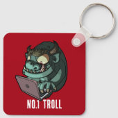 No.1 Troll Internet Troll op Laptop Cartoon Sleutelhanger (Achterkant)