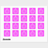 No.1 World's Best Stepmum Classic White op roze Vierkante Sticker (Vel)