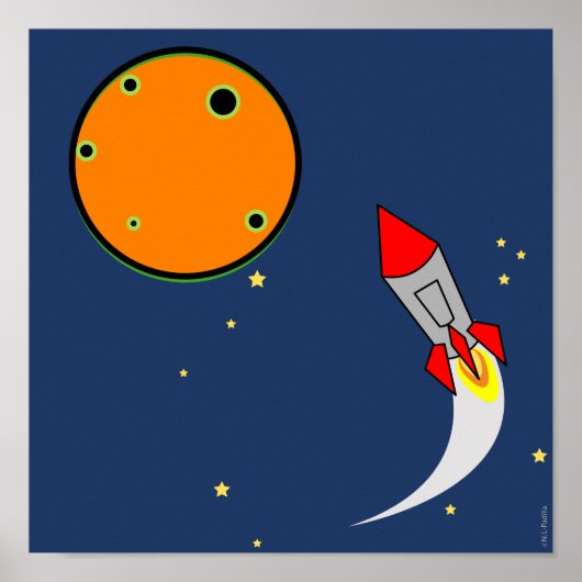 no.2 space ROCKET boy's bedroom sign Poster (Voorkant)