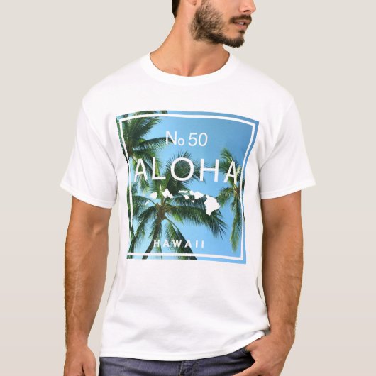 No. 50 Aloha Hawaii Palm Island Paradise T-shirt (Voorkant)