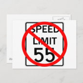 No. 55 mph snelheidsbegrenzingsteken briefkaart (Voorkant / Achterkant)