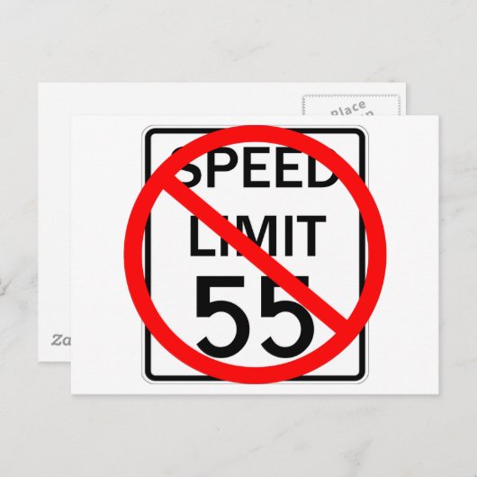 No. 55 mph snelheidsbegrenzingsteken briefkaart (Voorkant / Achterkant)