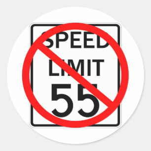 No. 55 mph snelheidsbegrenzingsteken ronde sticker