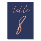 No. 8 - Glam Glitter Roos Gold en Blue Wedding Kaart (Achterkant)