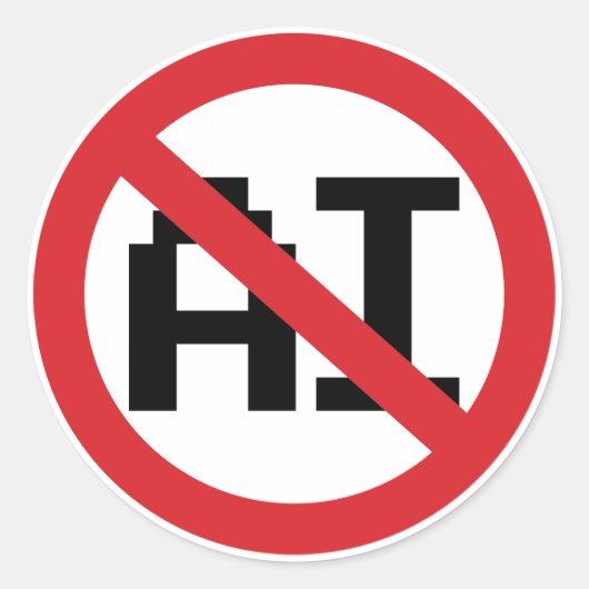 No AI Artificial Intelligence - Resist AI Ronde Sticker (Voorkant)