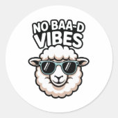 No Baa-d Vibes Sheep Ronde Sticker (Voorkant)