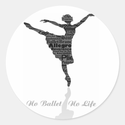 No Ballet No Life Ronde Sticker (Voorkant)