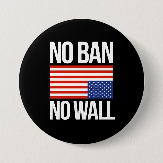 NO BAN NO WALL - white - Ronde Button 7,6 Cm (Voorkant)