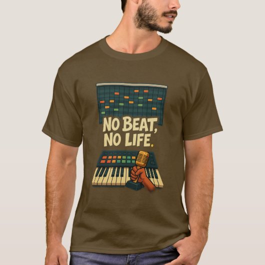 No Beat, No Life – Music Producer T-Shirt (Voorkant)