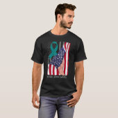 No Body Shaming Shirt Awareness American Flag Teal (Voorkant volledig)