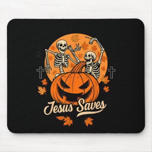No Bones About It Jesus Saves Christian Halloween  Muismat (Voorkant)