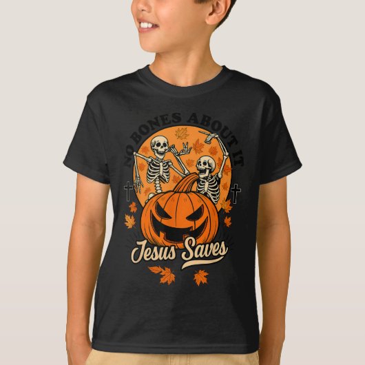No Bones About It Jesus Saves Christian Halloween T-shirt (Voorkant)