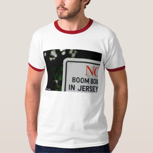 "No Boom Box in Jersey" - Ringer T-shirt (Voorkant)