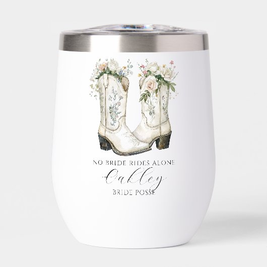 No Bride Rides Alone Floral Cowgirl Boots Custom (Voorkant)