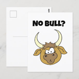 No Bull Funny Brown Cartoon Koe Head Art Briefkaart