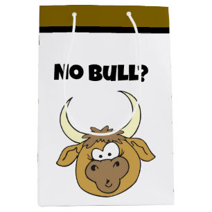 No Bull Funny Brown Cartoon Koe Head Art Medium Cadeauzakje
